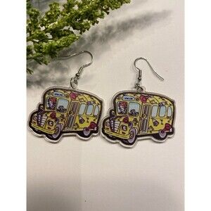 Earrings The Magic School Bus Ms Frizzle Acrylic Cartoon Dangle Teacher Gift!